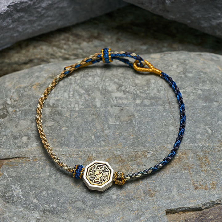 Buddha Stones Ręcznie tkana, ośmiokątna bransoletka Bagua Balance String z regulowanym sznurkiem plecionym Lucky - image 3