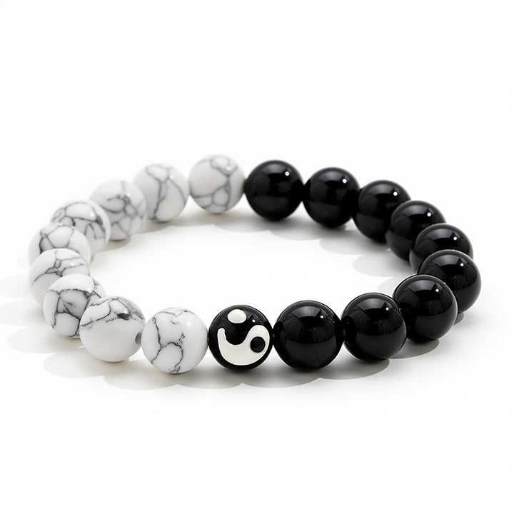 Buddha Stones Bransoletka z okrągłych koralików Liuli Glass Bead Yin Yang Balance - image 2