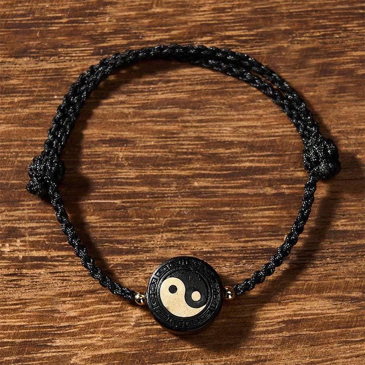 Buddha Stones Bransoletka z czerwonego sznurka uziemiającego Bagua z drewna hebanowego - image 10