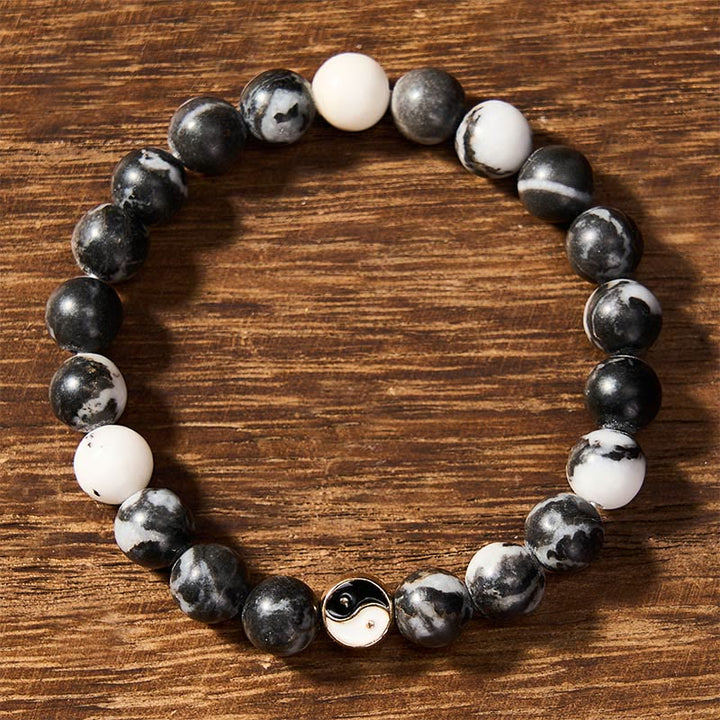 Buddha Stones Bransoletka z okrągłych koralików z agatu orki yin yang harmonia - image 1