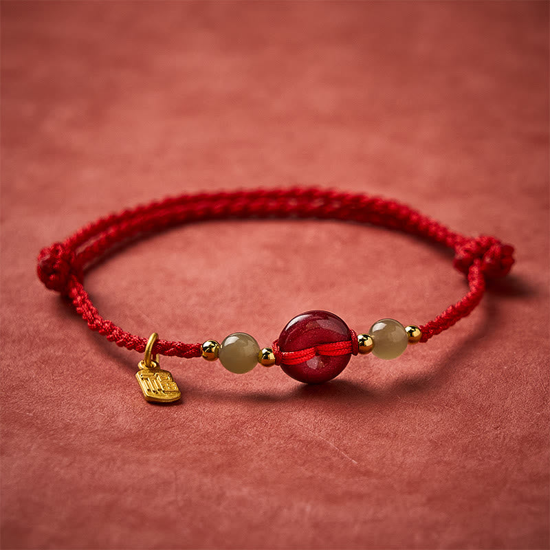 Buddha Stones Bransoletka z wisiorkiem z czerwonego sznurka z klamrą Cinnabar Peace Buckle Fu Character Protection - image 1