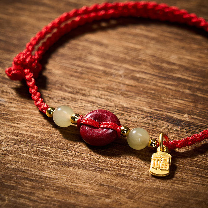 Buddha Stones Bransoletka z wisiorkiem z czerwonego sznurka z klamrą Cinnabar Peace Buckle Fu Character Protection - image 4