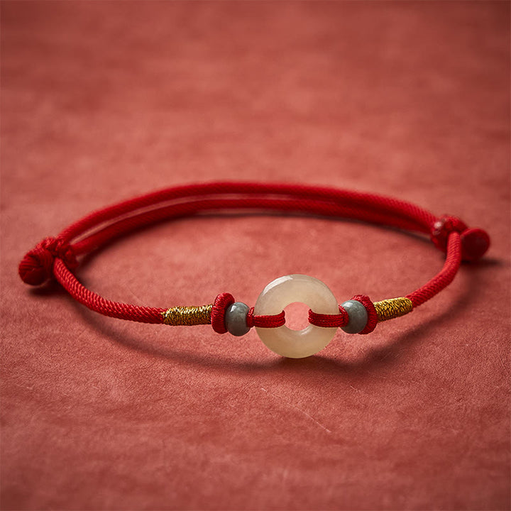 Buddha Stones Bransoletka z czerwonego sznurka z jadeitu Hetian Peace Buckle Protection - image 2