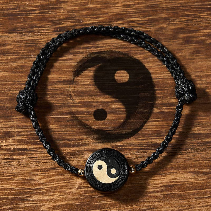 Buddha Stones Bransoletka z czerwonego sznurka uziemiającego Bagua z drewna hebanowego - Czarny - Bagua (Harmonia ♥ Energia) - image 9