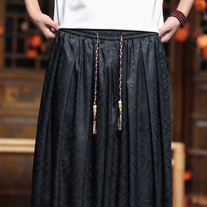 Buddha Stones Letnie, swobodne spodnie w stylu boho, abstrakcyjne, do kostek, męskie, haremki - image 18