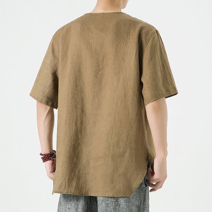 Buddha Stones Koszule męskie z krótkim rękawem, wiosenne, letnie, casualowe, minimalistyczne, zapinane na guziki i z łączonych materiałów - image 33