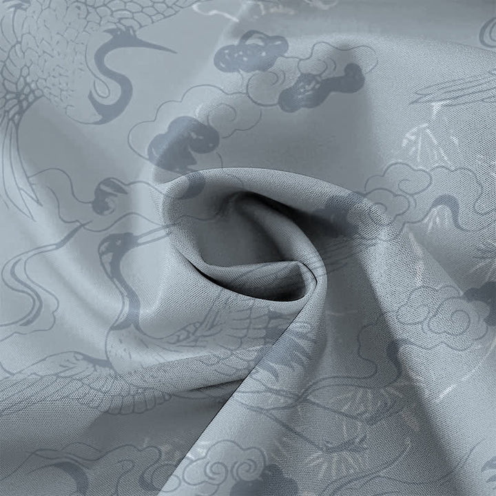 Buddha Stones Koszula męska z krótkim rękawem i oddychającym nadrukiem Cloud Crane Pattern Buttons - image 4