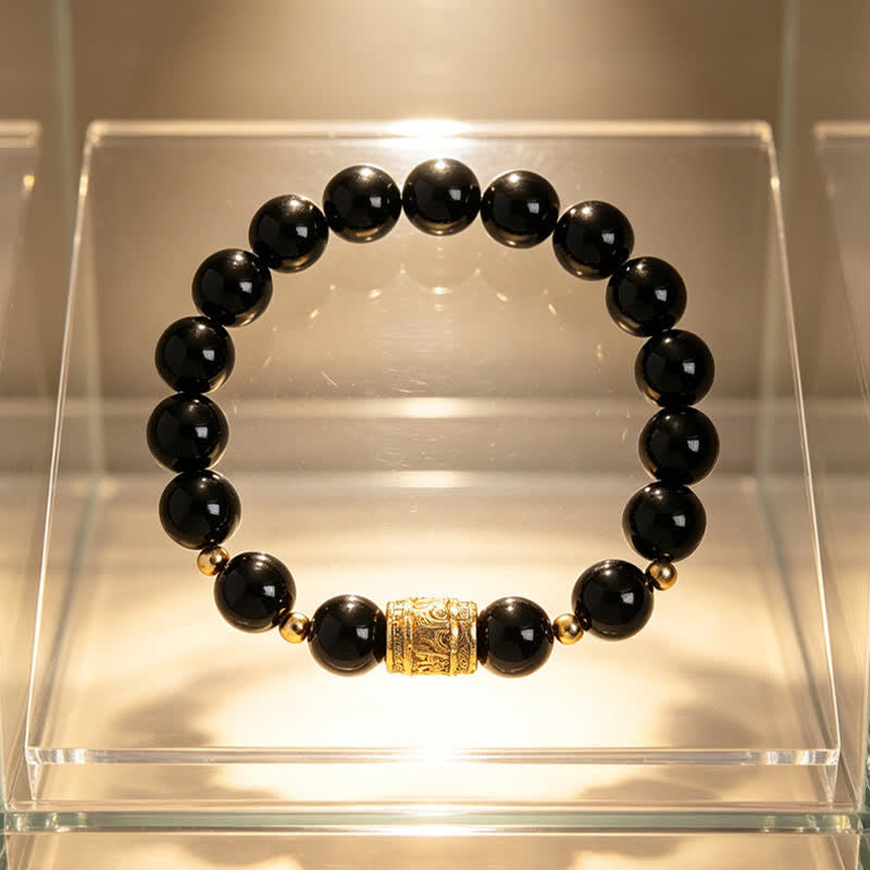 Buddha Stones Bransoletka z koralików Courage z czarnego obsydianu tygrysiego oka - image 14