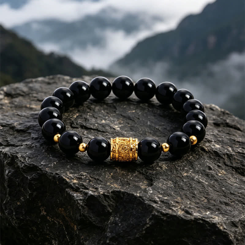 Buddha Stones Bransoletka z koralików Courage z czarnego obsydianu tygrysiego oka - Czarny obsydian (ochrona ♥ uziemienie) - image 11