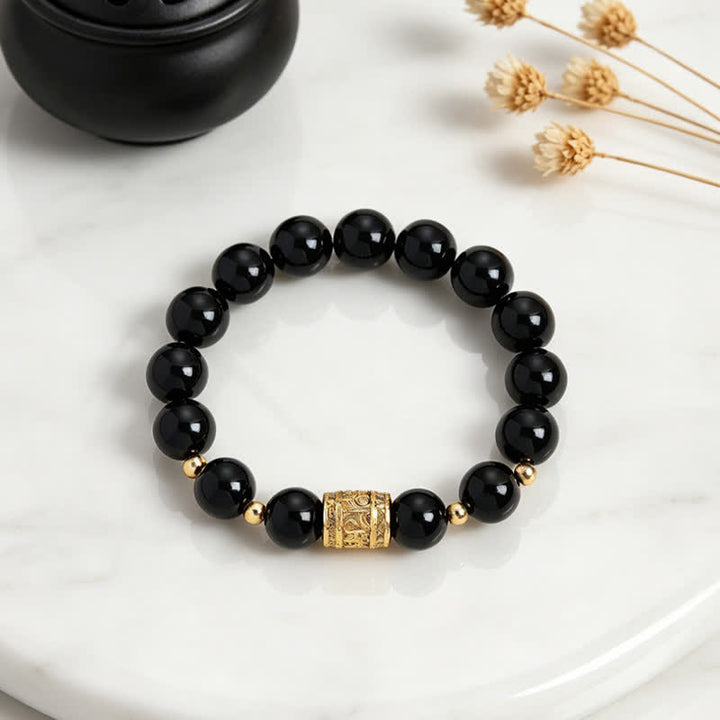 Buddha Stones Bransoletka z koralików Courage z czarnego obsydianu tygrysiego oka - image 12