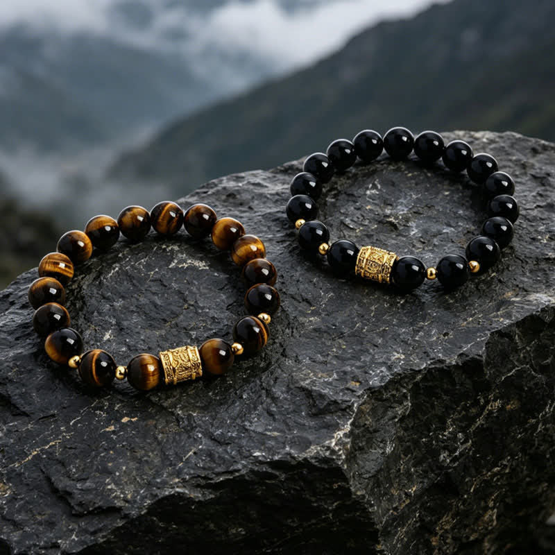 Buddha Stones Bransoletka z koralików Courage z czarnego obsydianu tygrysiego oka - image 18