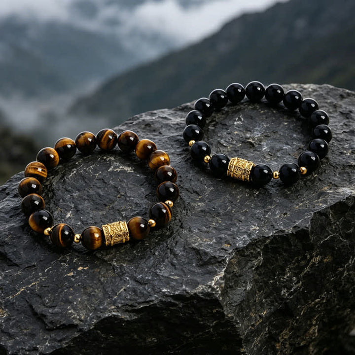 Buddha Stones Bransoletka z koralików Courage z czarnego obsydianu tygrysiego oka - image 18