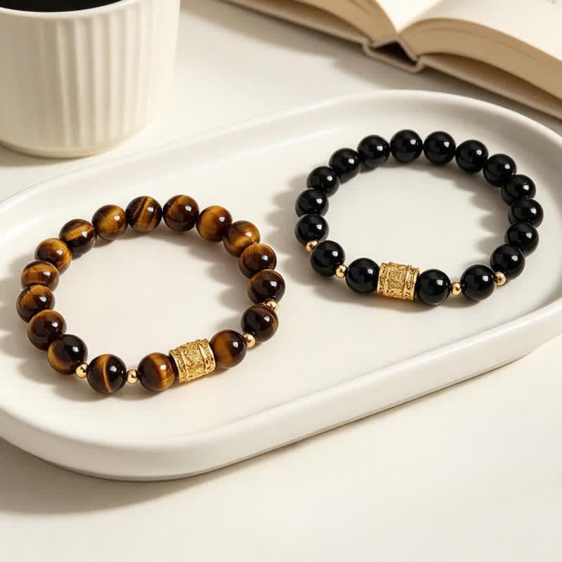 Buddha Stones Bransoletka z koralików Courage z czarnego obsydianu tygrysiego oka - image 19