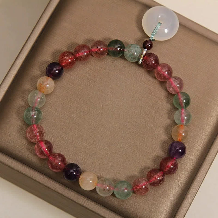 Buddha Stones Bransoletka Peace Buckle Love z kwarcu truskawkowego i chalcedonu - image 8