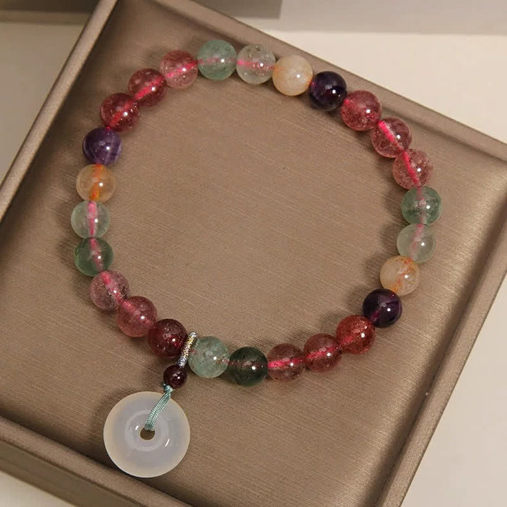 Buddha Stones Bransoletka Peace Buckle Love z kwarcu truskawkowego i chalcedonu - image 9