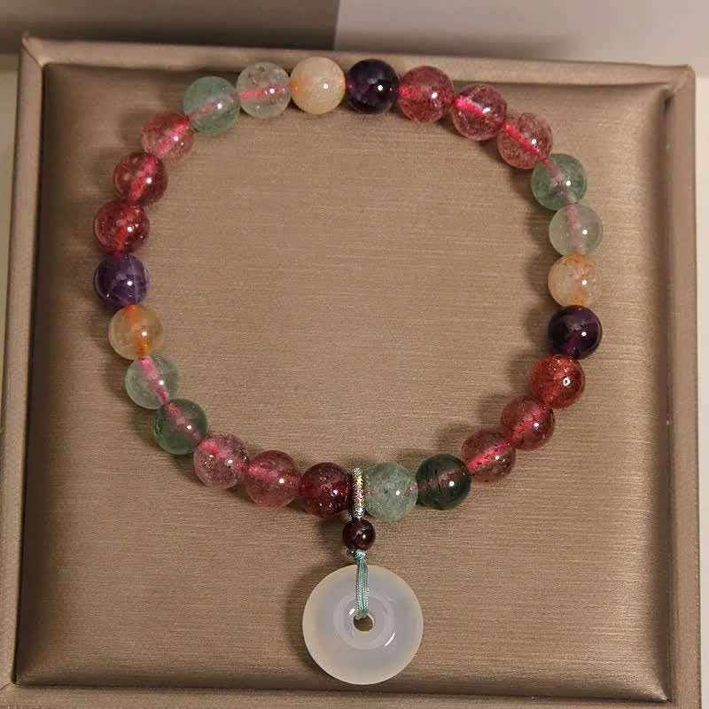 Buddha Stones Bransoletka Peace Buckle Love z kwarcu truskawkowego i chalcedonu - image 4