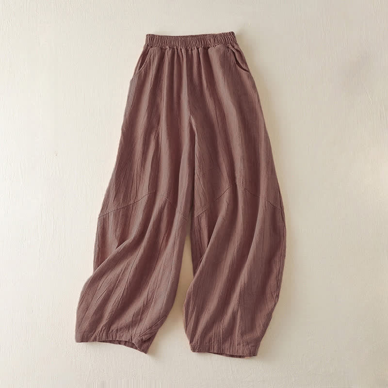 Spodnie damskie haremowe z kieszeniami i luźnymi prostymi nogawkami i długością 7-8, z Buddha Stones - IndianRed - US8-10，UK/AU12-14，EU40-42 (2XL) - image 0