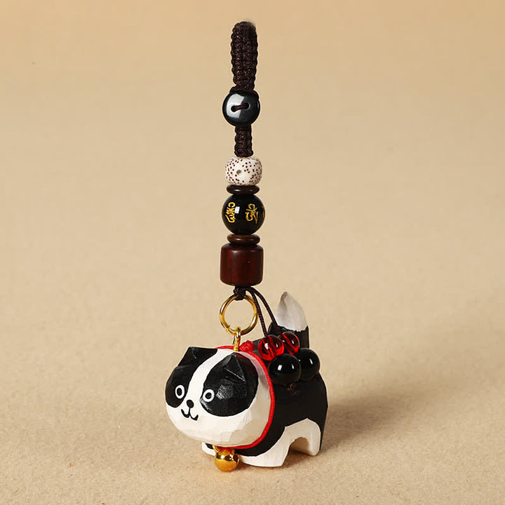 Buddha Stones Rzeźbiony drewniany pies Om Mani Padme Hum Breloczki do kluczy pokoju - Om Mani Padme Hum Border Collie - image 12