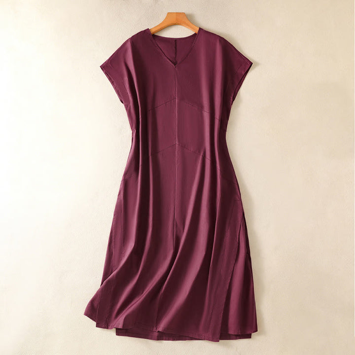 Buddha Stones Letnia elegancka, minimalistyczna, jednolita sukienka damska bez rękawów z kieszenią - Ciemna Magenta - US14, UK/AU18, EU46 (2XL) - image 3
