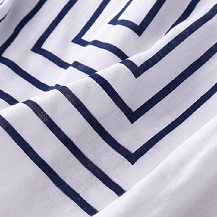 Buddha Stones Casual Line Printing Pattern Krótki rękaw Bawełna Len Damska Koszulka T-shirt - image 15