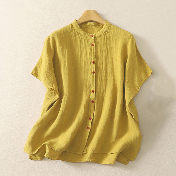 Koszula damska z krótkim rękawem „Buddha Stones Summer Plain Red Buttons” - Nawłoć - US14, UK/AU18, EU46 (2XL) - image 14