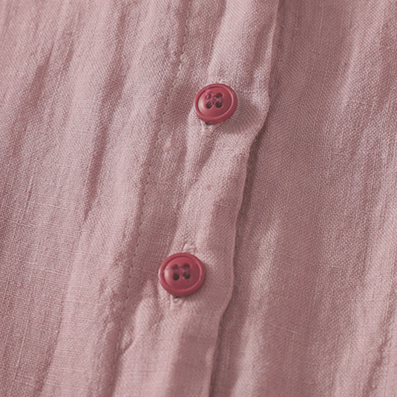 Koszula damska z krótkim rękawem „Buddha Stones Summer Plain Red Buttons” - image 8