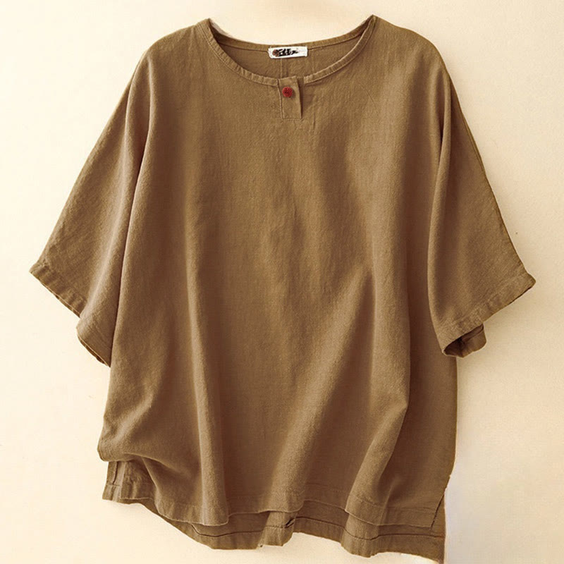 Koszulka damska z okrągłym dekoltem i luźnym, krótkim rękawem i krótkim rękawem "Buddha Stones" - DarkGoldenrod - US12, UK/AU16, EU44 (2XL) - image 13