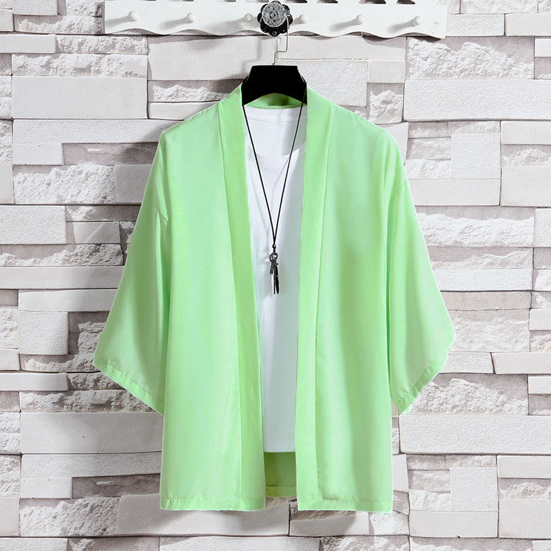 Męska kurtka kimono z odsłoniętym przodem i jednolitym kolorem „Kamienie Buddha Stones” - Zielony (tylko kurtka) - US/UK/AU46， EU56 (5XL) - image 24