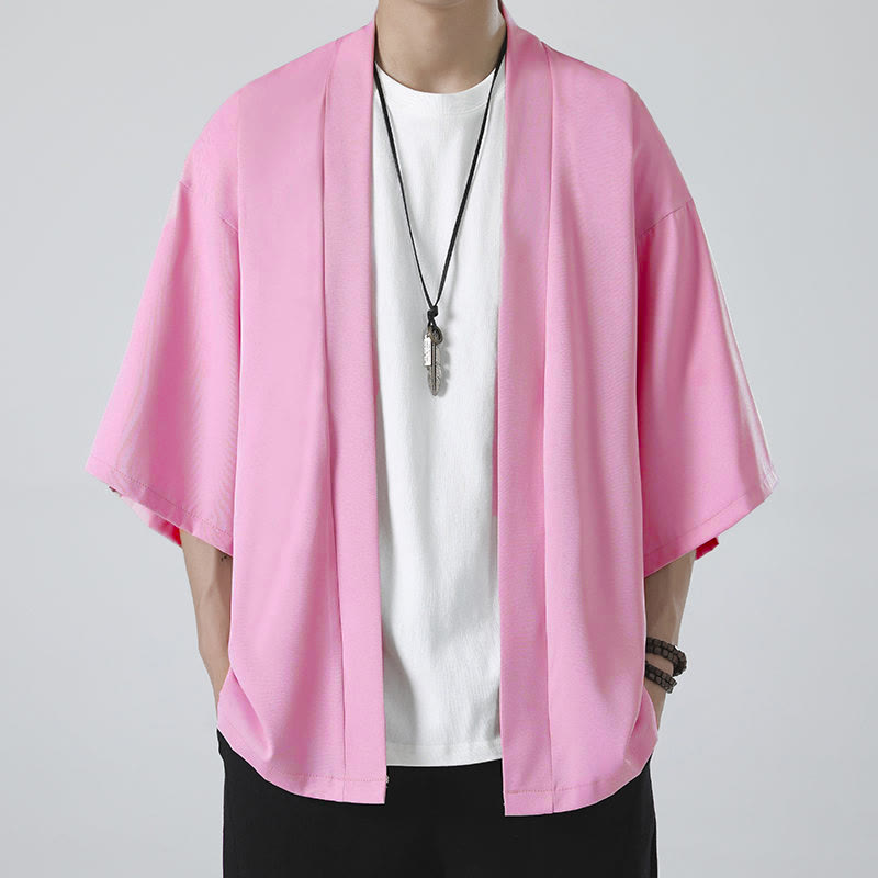 Męska kurtka kimono z odsłoniętym przodem i jednolitym kolorem „Kamienie Buddha Stones” - image 18