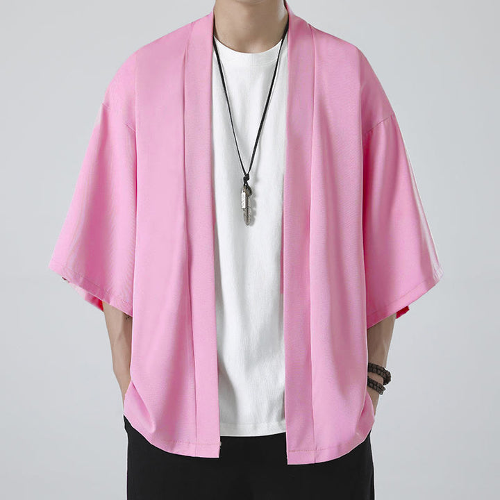 Męska kurtka kimono z odsłoniętym przodem i jednolitym kolorem „Kamienie Buddha Stones” - image 18
