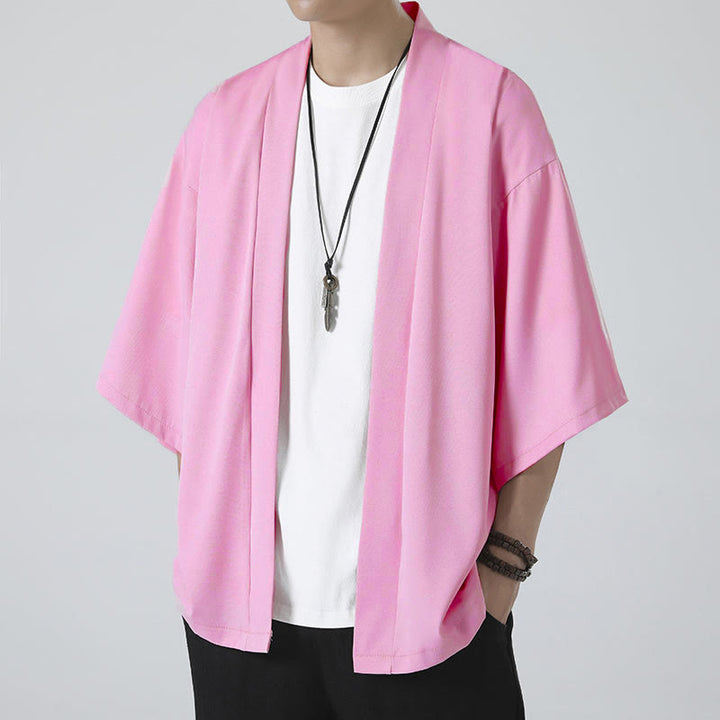 Męska kurtka kimono z odsłoniętym przodem i jednolitym kolorem „Kamienie Buddha Stones” - image 19