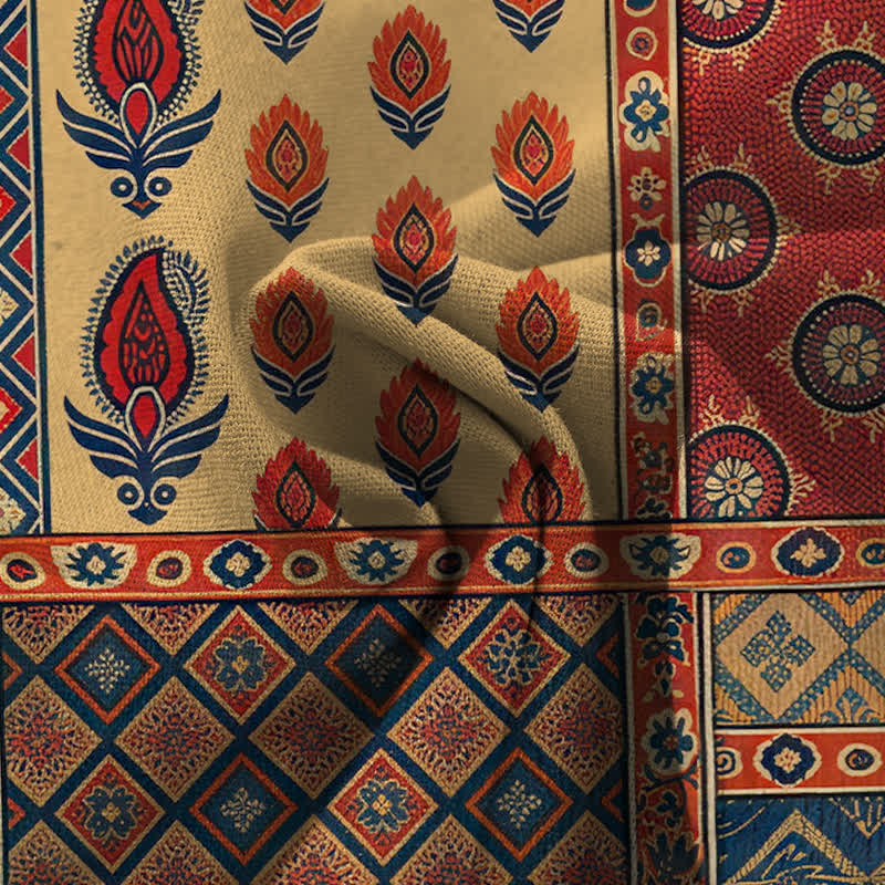 Buddha Stones Spodnie damskie z szerokimi nogawkami i elastyczną talią, z szerokimi nogawkami i kieszeniami, z bawełny i lnu, w kwiaty vintage - image 3