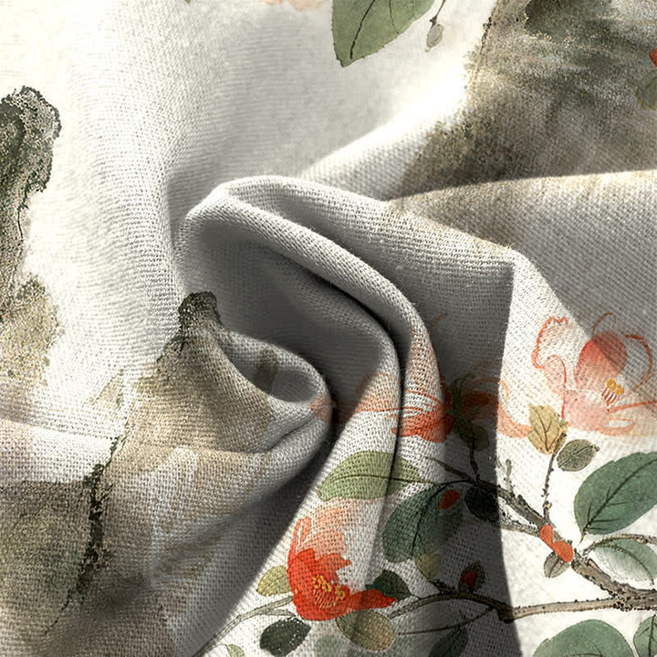 Buddha Stones Spodnie damskie z szerokimi nogawkami i elastyczną talią, z szerokimi nogawkami i kieszeniami, z bawełny i lnu, w kwiaty vintage - image 3