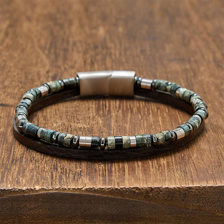 Buddha Stones Bransoletka skórzana Truth Double Wrap z lapis lazuli - Amazonit (obwód nadgarstka: 19-20 cm) - image 8