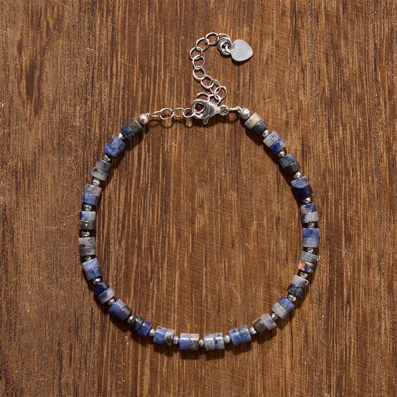 Buddha Stones Bransoletka z ametystu, tygrysiego oka, kwarcu różowego, niebieskiego jaspisu, czarnego obsydianu i spokojnych płaskich koralików - image 16