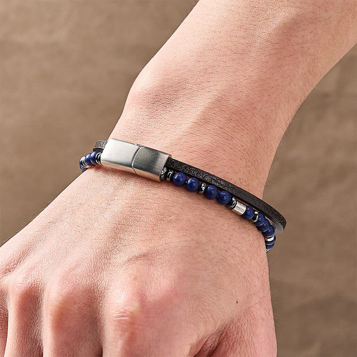 Buddha Stones Bransoletka skórzana Truth Double Wrap z lapis lazuli - image 22