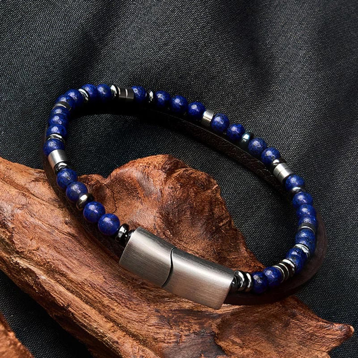 Buddha Stones Bransoletka skórzana Truth Double Wrap z lapis lazuli - image 20
