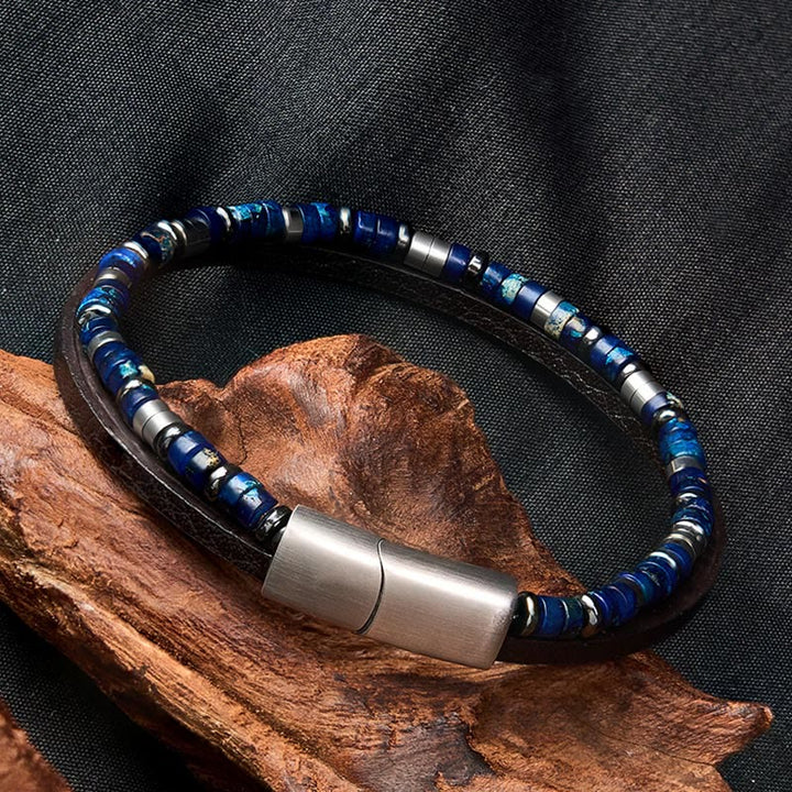 Buddha Stones Bransoletka skórzana Truth Double Wrap z lapis lazuli - image 4