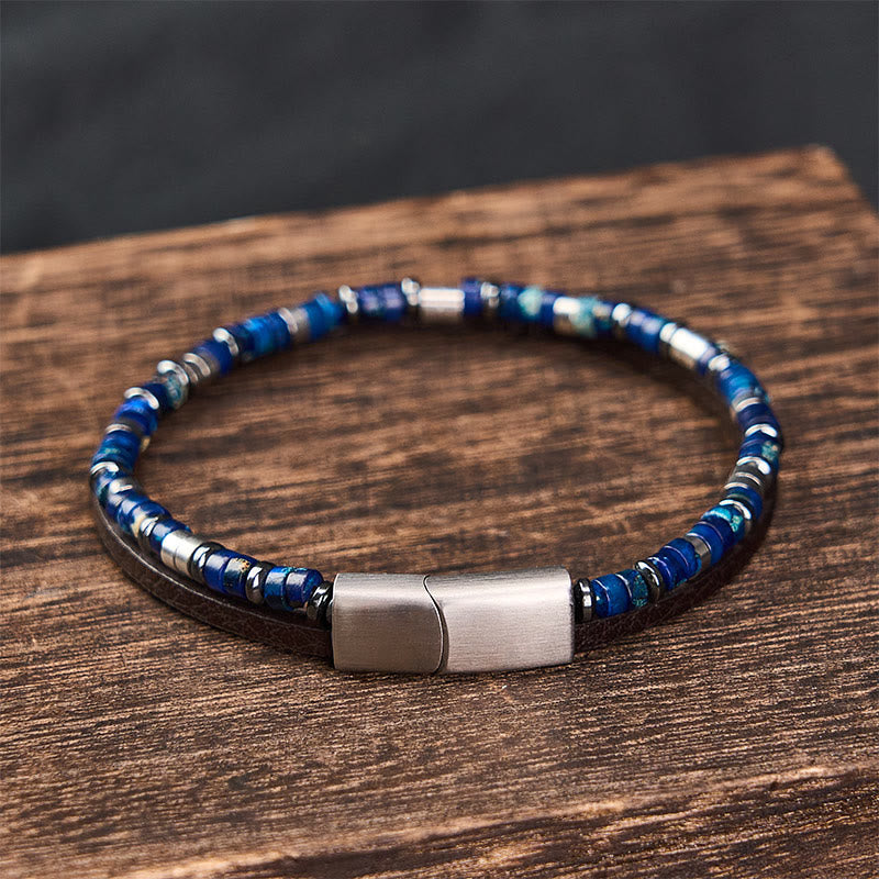 Buddha Stones Bransoletka skórzana Truth Double Wrap z lapis lazuli - image 3