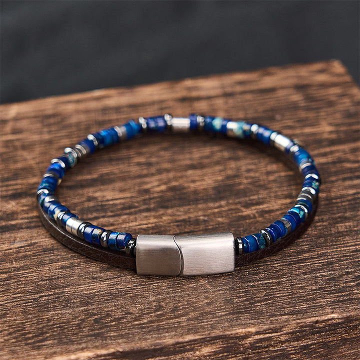 Buddha Stones Bransoletka skórzana Truth Double Wrap z lapis lazuli - image 3