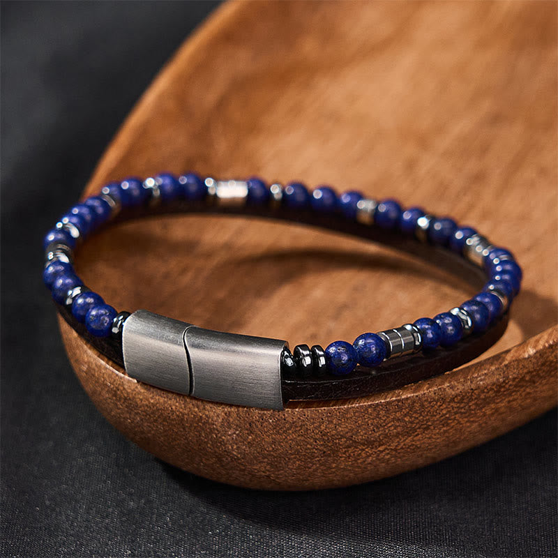 Buddha Stones Bransoletka skórzana Truth Double Wrap z lapis lazuli - image 17