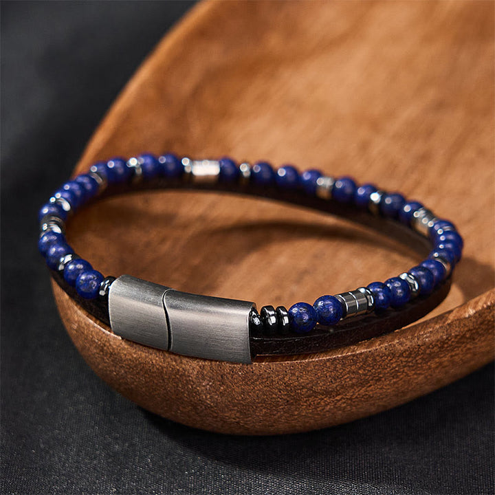 Buddha Stones Bransoletka skórzana Truth Double Wrap z lapis lazuli - image 17