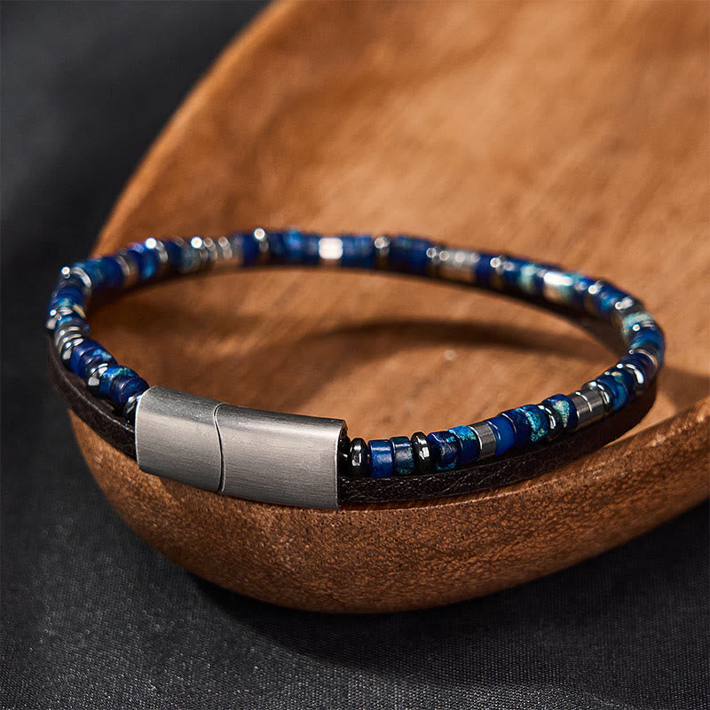 Buddha Stones Bransoletka skórzana Truth Double Wrap z lapis lazuli - image 1