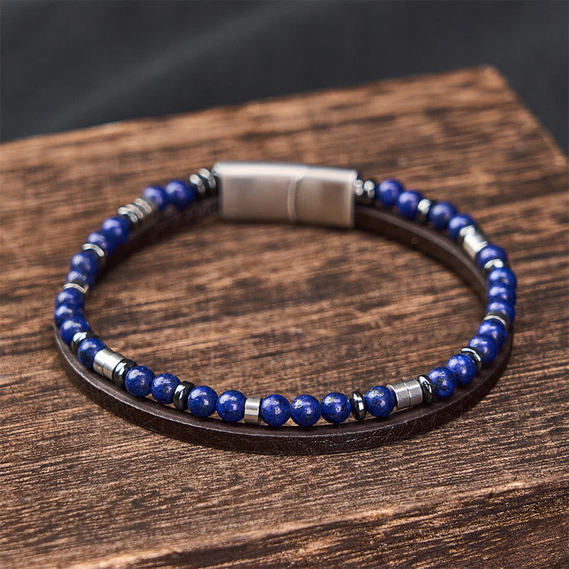 Buddha Stones Bransoletka skórzana Truth Double Wrap z lapis lazuli - image 18