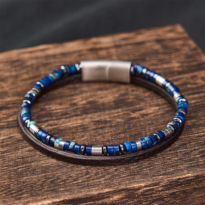 Buddha Stones Bransoletka skórzana Truth Double Wrap z lapis lazuli - image 2
