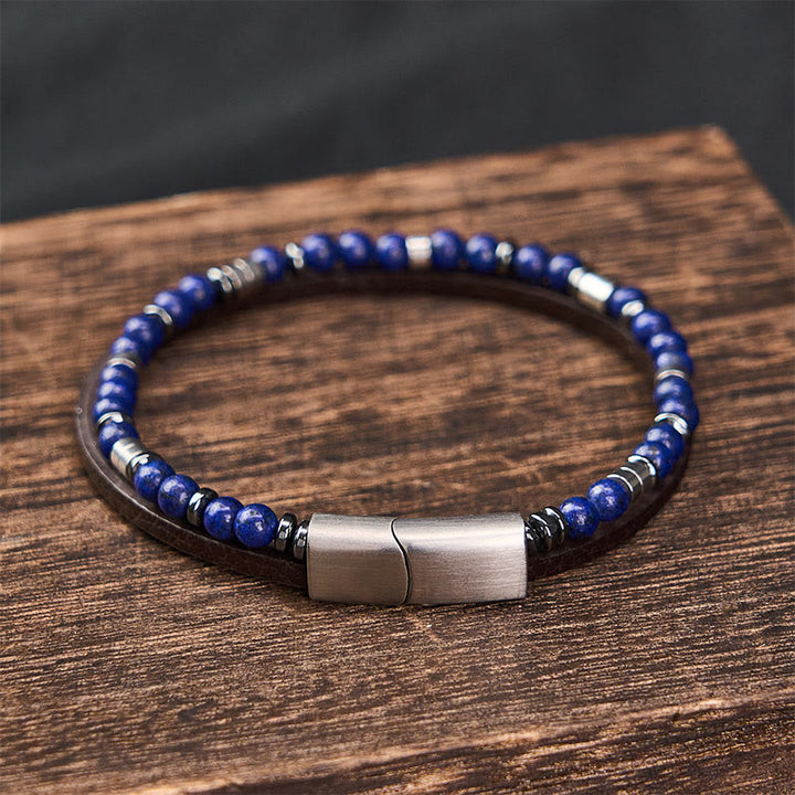 Buddha Stones Bransoletka skórzana Truth Double Wrap z lapis lazuli - image 19