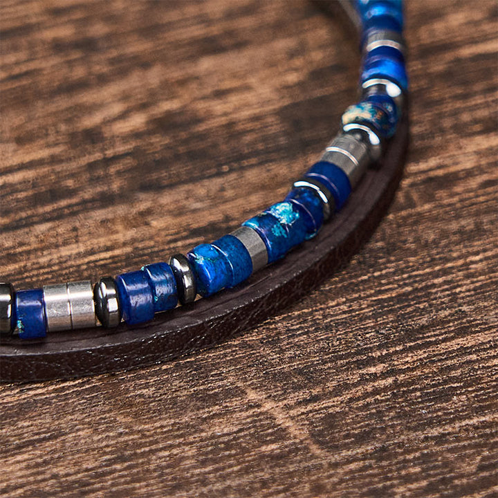 Buddha Stones Bransoletka skórzana Truth Double Wrap z lapis lazuli - image 5