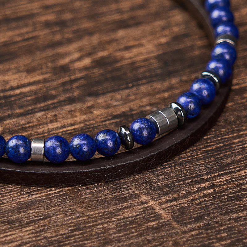 Buddha Stones Bransoletka skórzana Truth Double Wrap z lapis lazuli - image 21