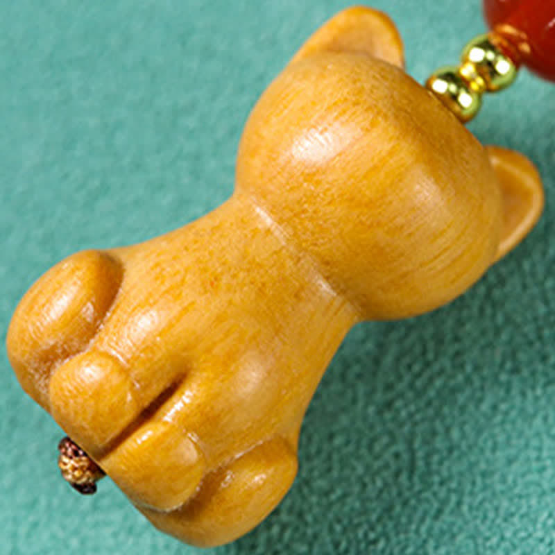 Buddha Stones Ręcznie rzeźbione breloki do kluczy z motywem ryby sandałowej - image 3