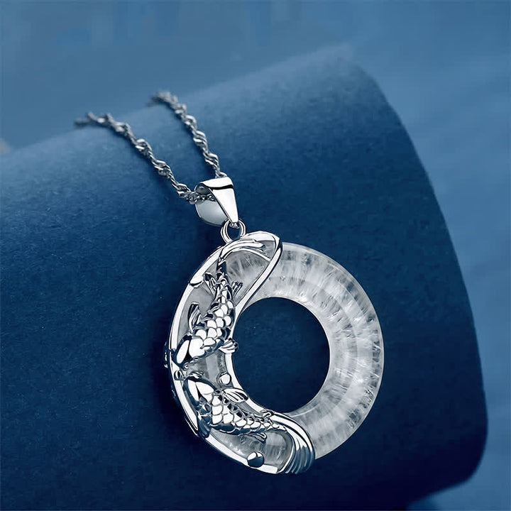 Buddha Stones Naturalny Biały Jade Koi Naszyjnik Na Szczęście - image 12
